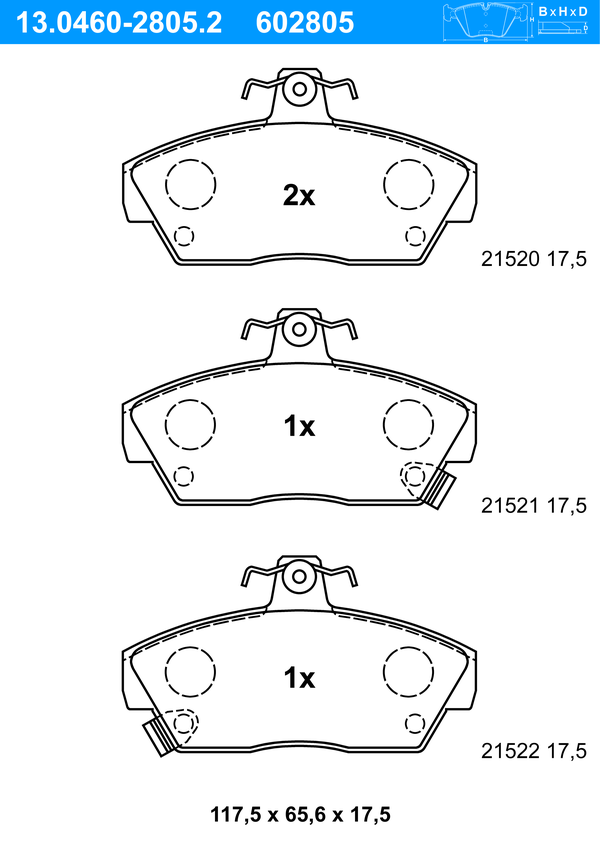 Jeu de 4 plaquettes de frein | ATE