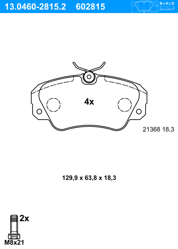 Jeu de 4 plaquettes de frein | ATE