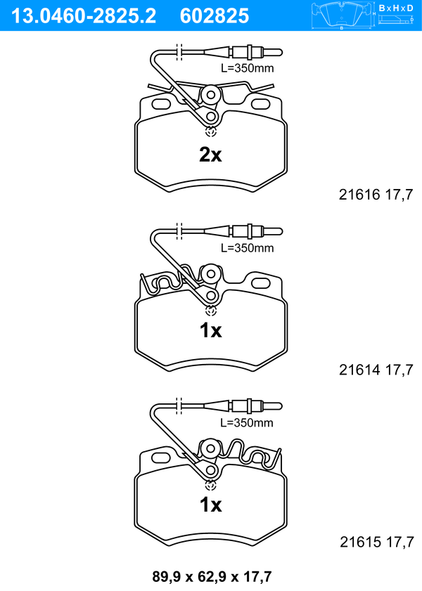 Jeu de 4 plaquettes de frein | ATE