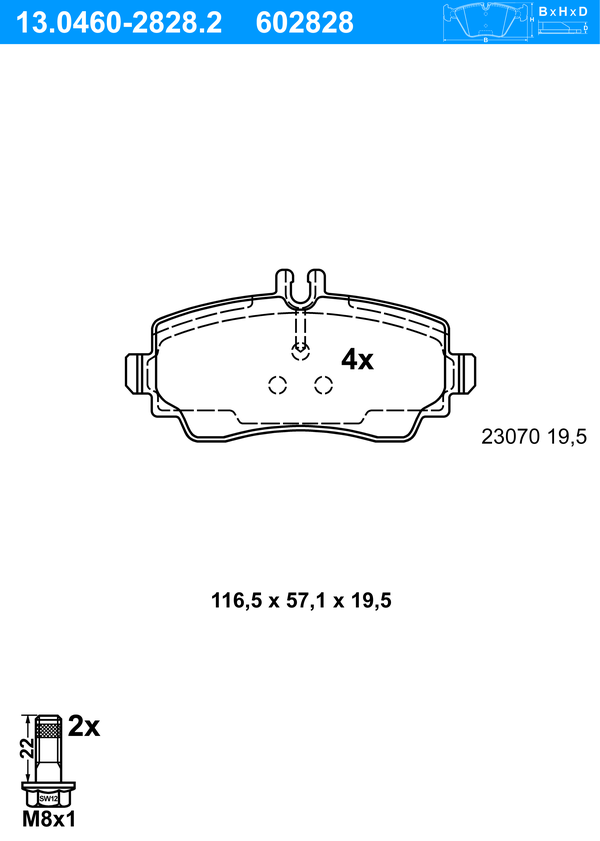 Jeu de 4 plaquettes de frein | ATE