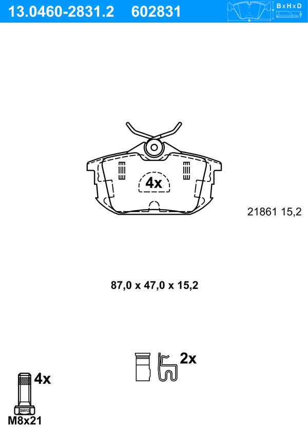 Jeu de 4 plaquettes de frein | ATE