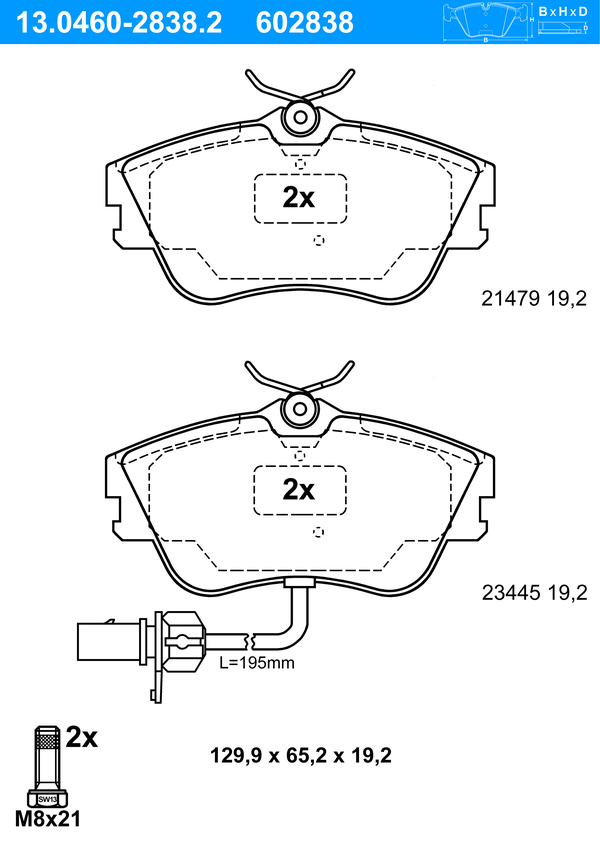 Jeu de 4 plaquettes de frein | ATE