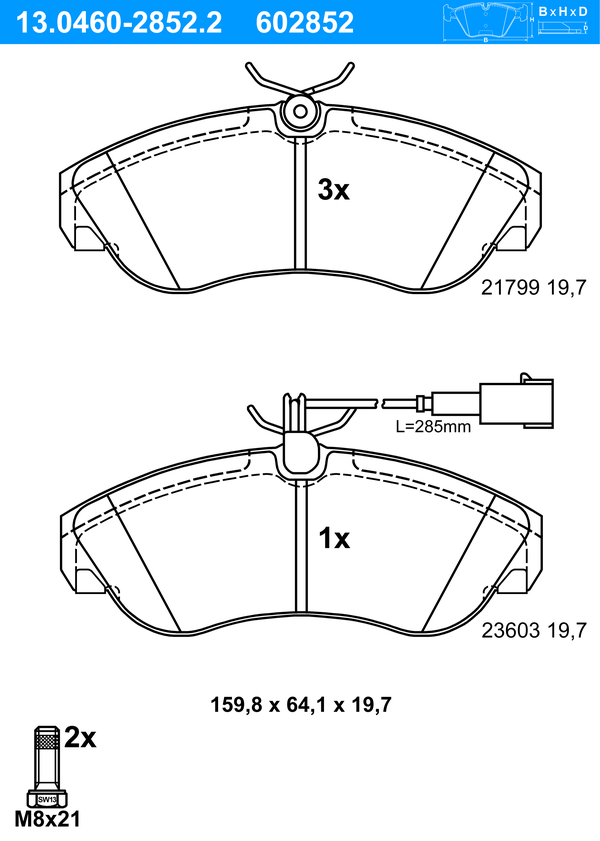 Jeu de 4 plaquettes de frein | ATE