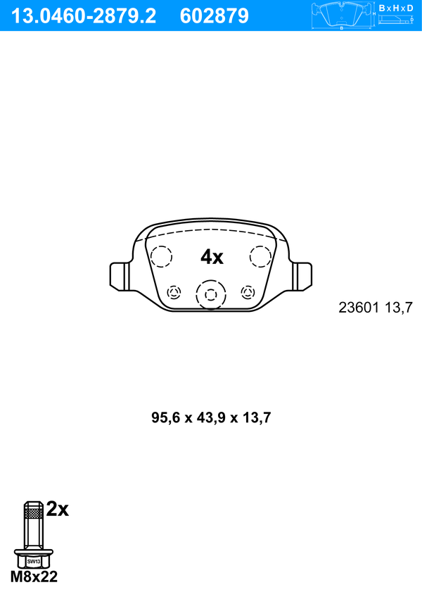 Jeu de 4 plaquettes de frein | ATE