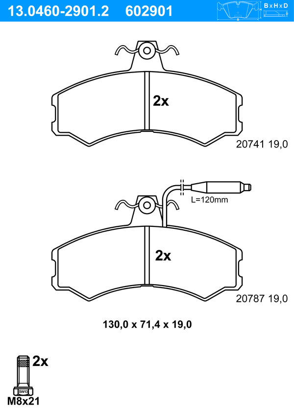 Jeu de 4 plaquettes de frein | ATE