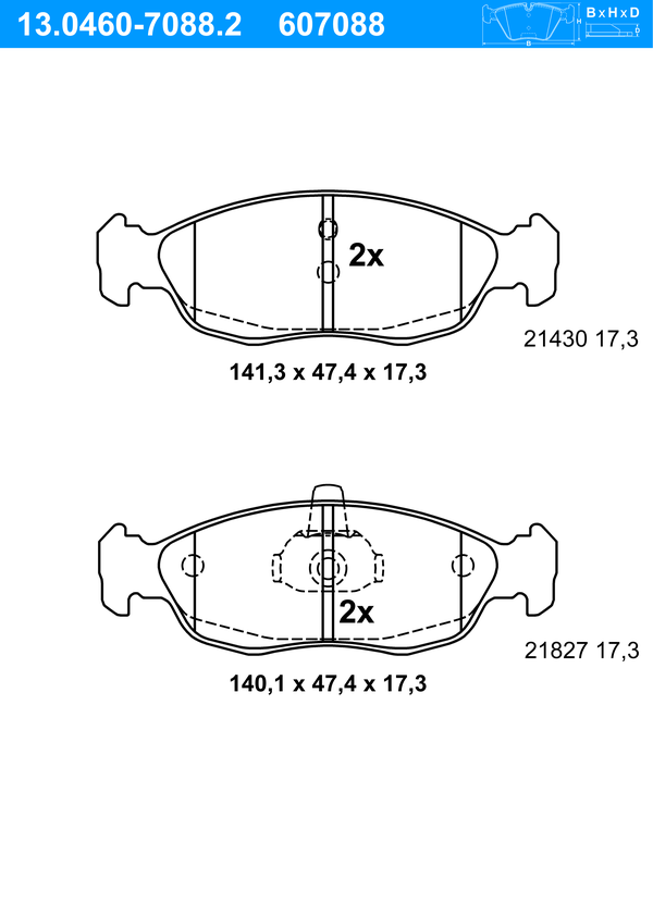 Jeu de 4 plaquettes de frein | ATE