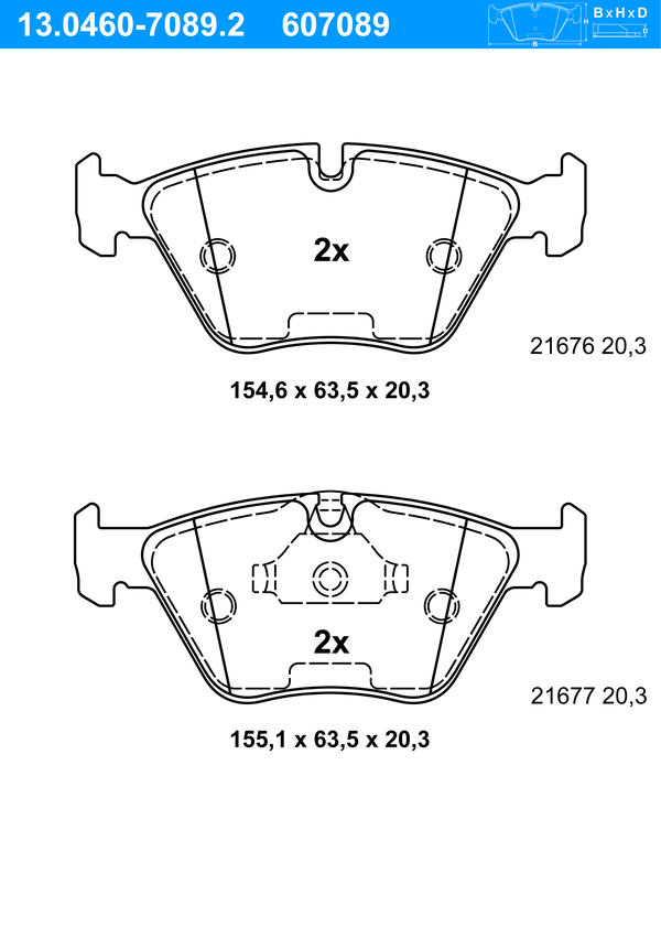 Jeu de 4 plaquettes de frein | ATE