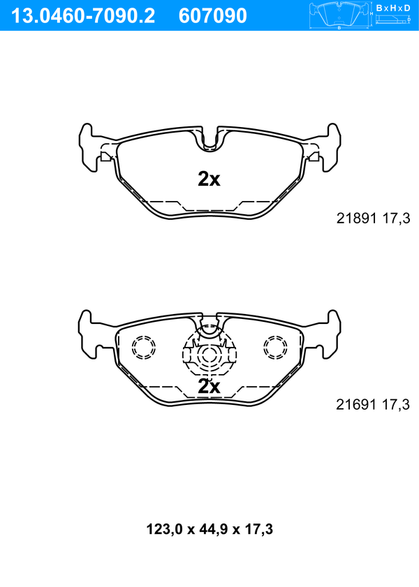 Jeu de 4 plaquettes de frein | ATE
