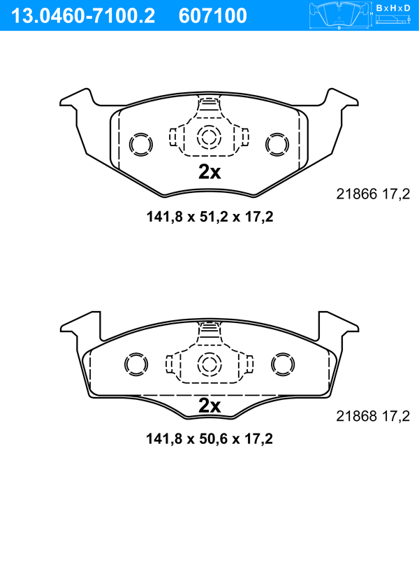 Jeu de 4 plaquettes de frein | ATE