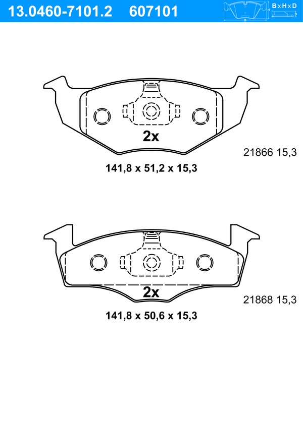 Jeu de 4 plaquettes de frein | ATE