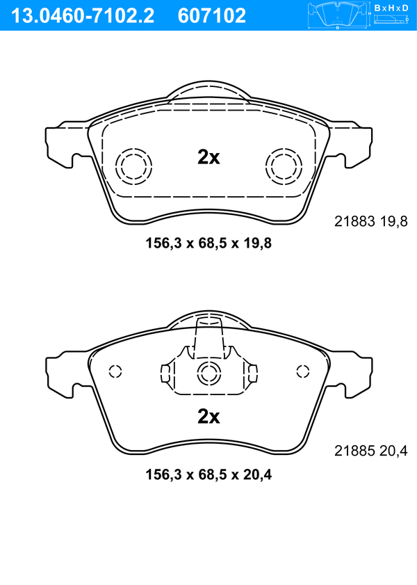 Jeu de 4 plaquettes de frein | ATE