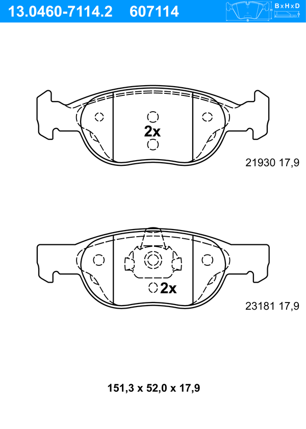 Jeu de 4 plaquettes de frein | ATE