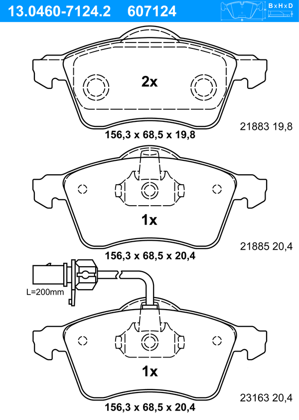 Jeu de 4 plaquettes de frein | ATE