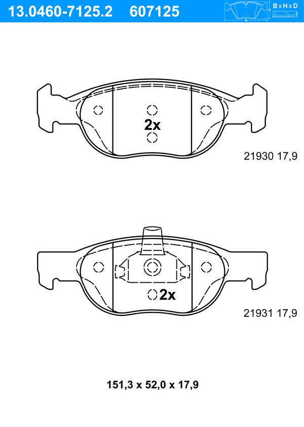 Jeu de 4 plaquettes de frein | ATE
