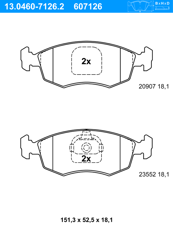 Jeu de 4 plaquettes de frein | ATE