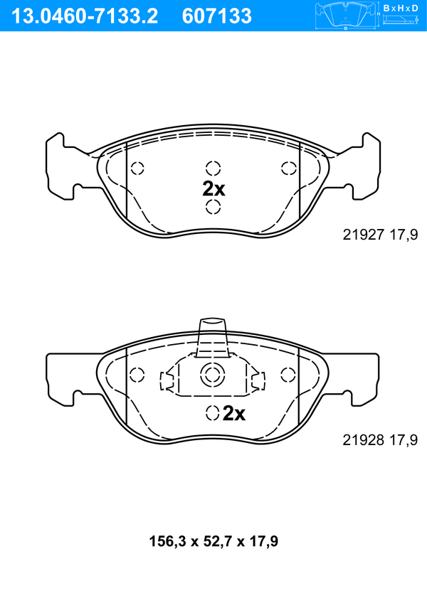 Jeu de 4 plaquettes de frein | ATE