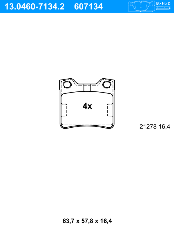 Jeu de 4 plaquettes de frein | ATE