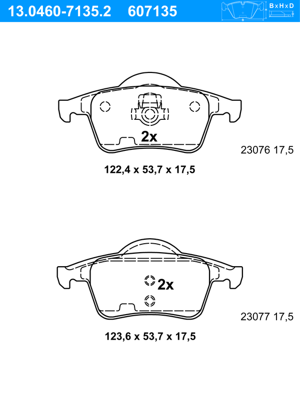 Jeu de 4 plaquettes de frein | ATE