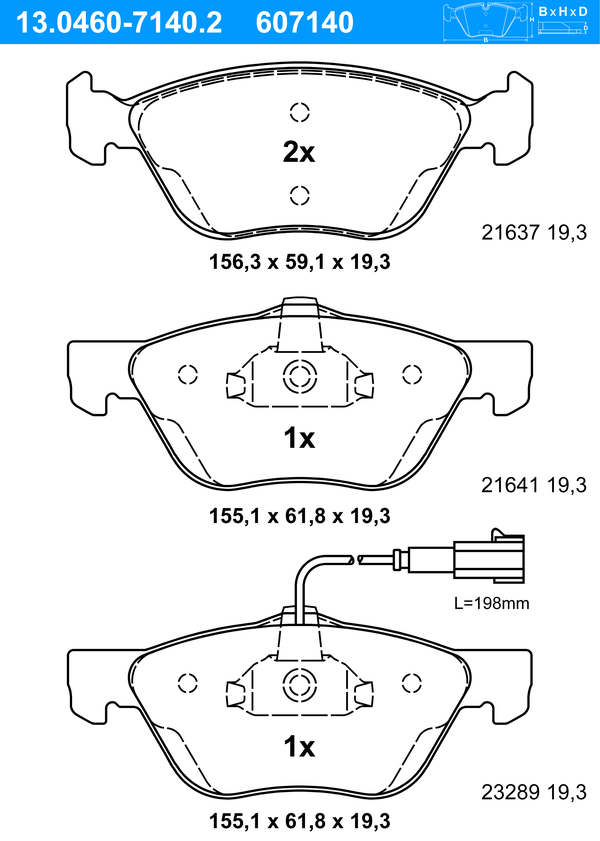 Jeu de 4 plaquettes de frein | ATE