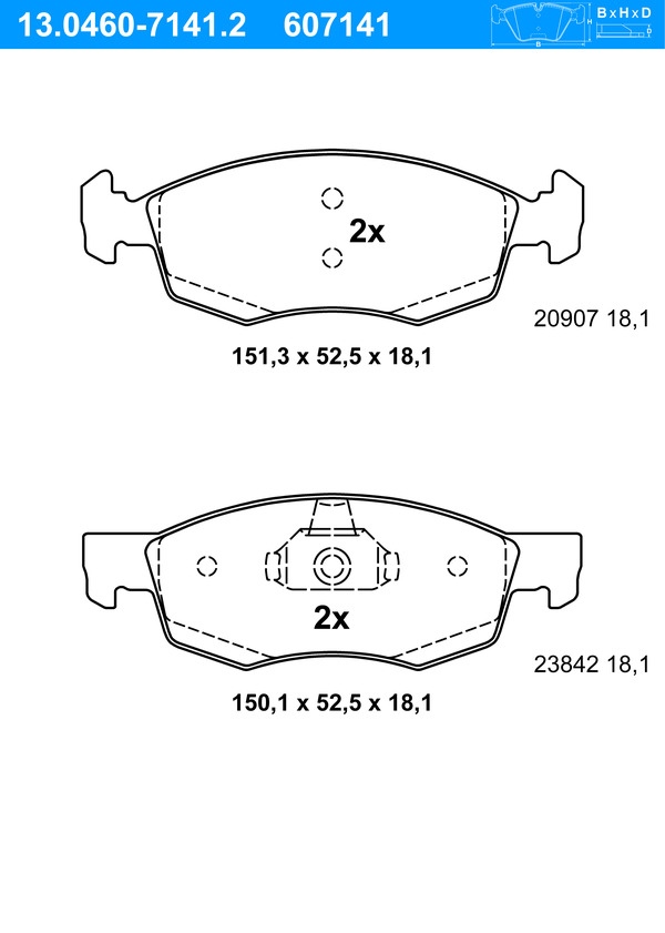 Jeu de 4 plaquettes de frein | ATE