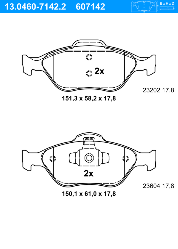 Jeu de 4 plaquettes de frein | ATE