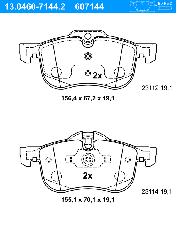 Jeu de 4 plaquettes de frein | ATE