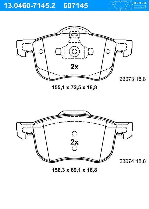 Jeu de 4 plaquettes de frein | ATE