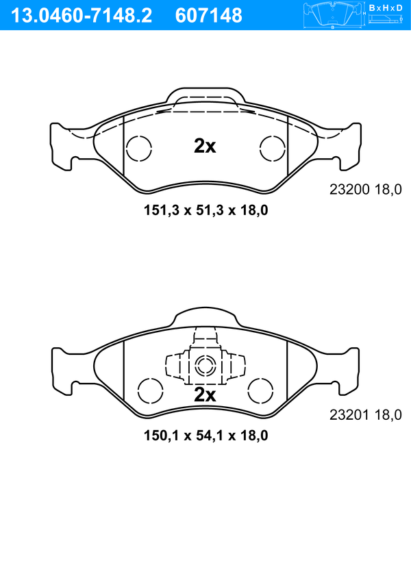 Jeu de 4 plaquettes de frein | ATE