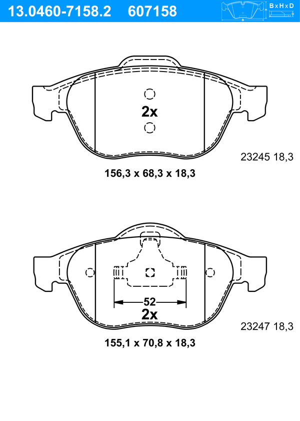 Jeu de 4 plaquettes de frein | ATE