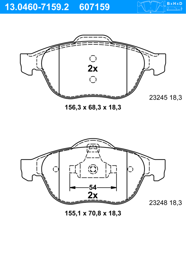 Jeu de 4 plaquettes de frein | ATE