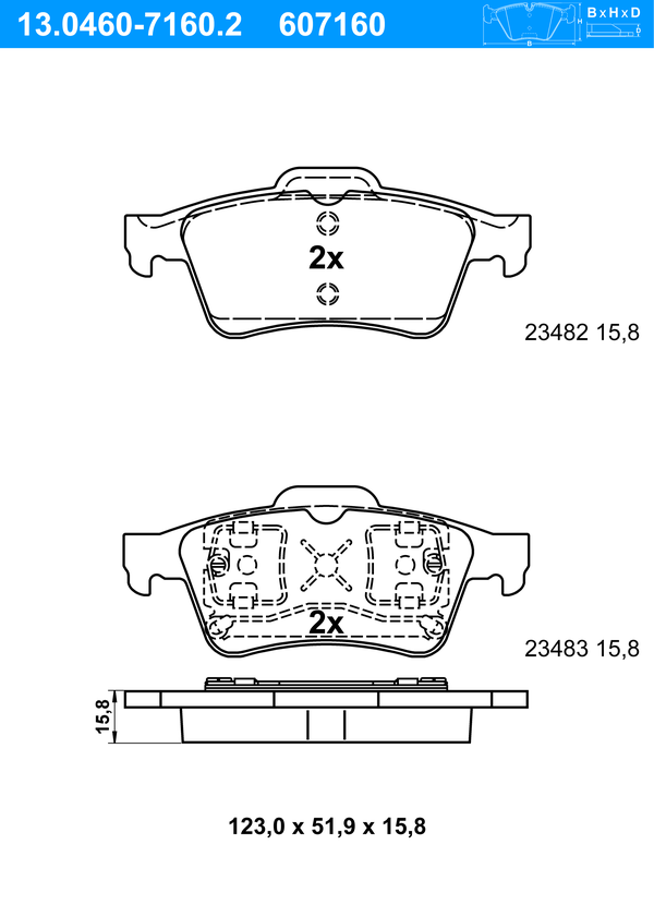 Jeu de 4 plaquettes de frein | ATE