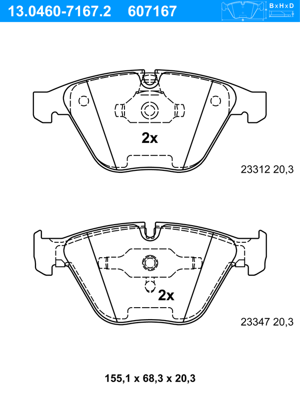 Jeu de 4 plaquettes de frein | ATE