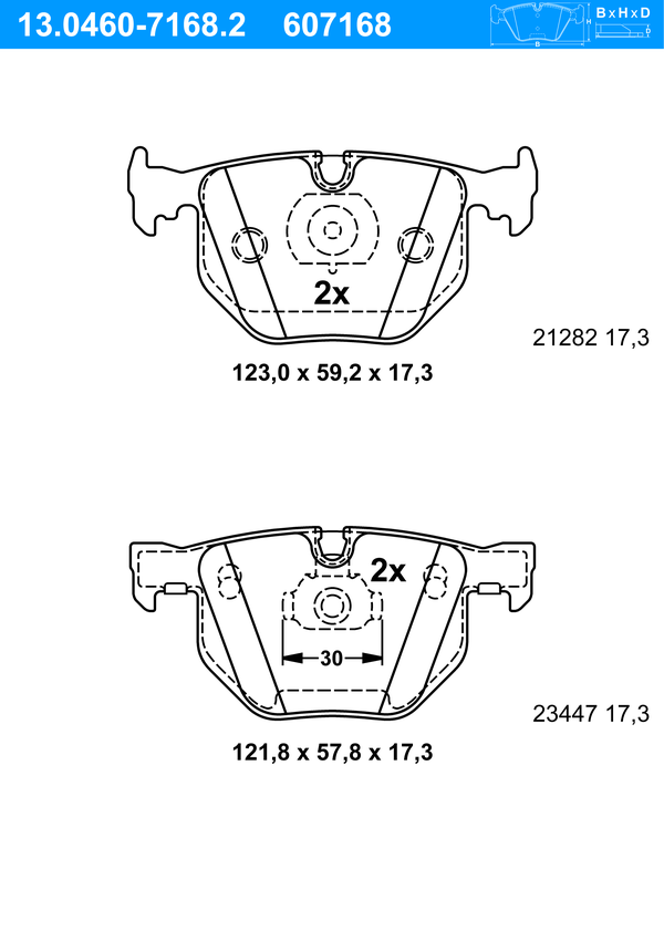 Jeu de 4 plaquettes de frein | ATE