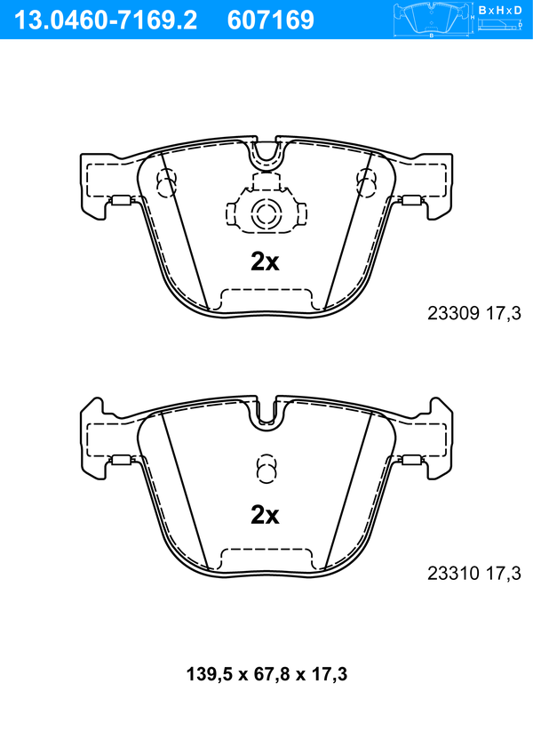 Jeu de 4 plaquettes de frein | ATE
