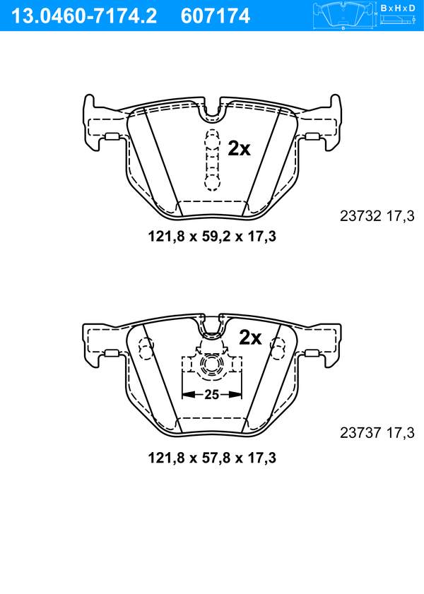Jeu de 4 plaquettes de frein | ATE
