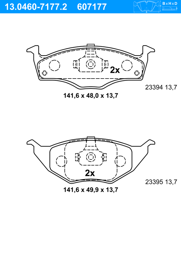 Jeu de 4 plaquettes de frein | ATE