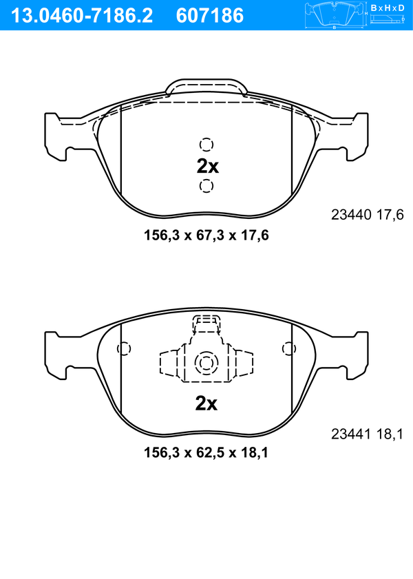 Jeu de 4 plaquettes de frein | ATE
