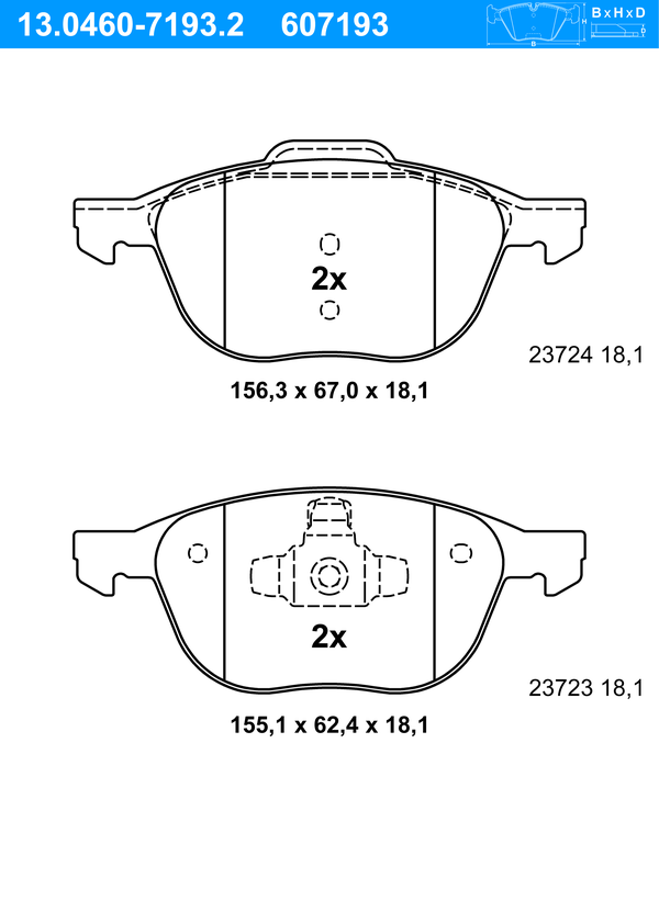 Jeu de 4 plaquettes de frein | ATE
