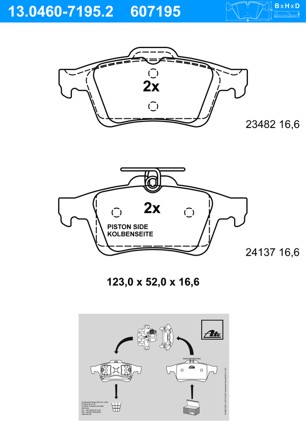 Jeu de 4 plaquettes de frein | ATE