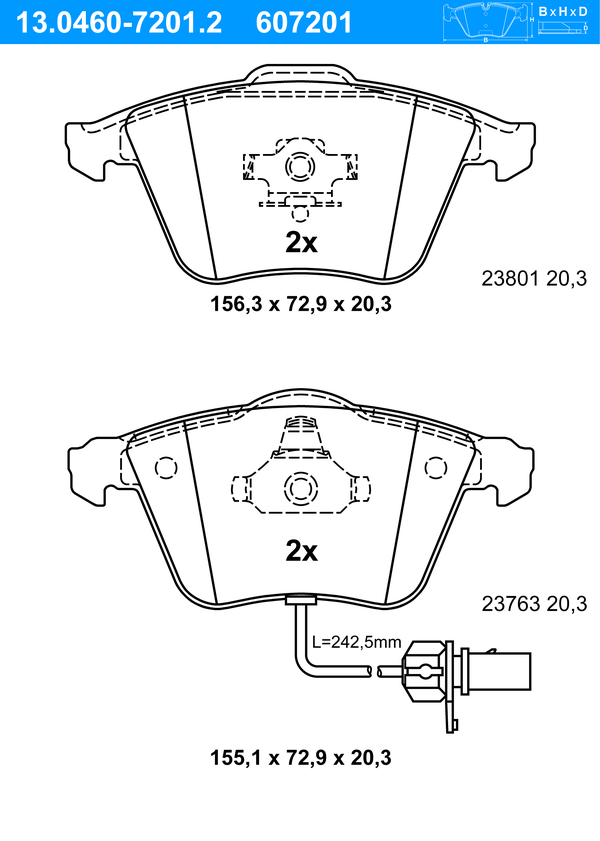 Jeu de 4 plaquettes de frein | ATE