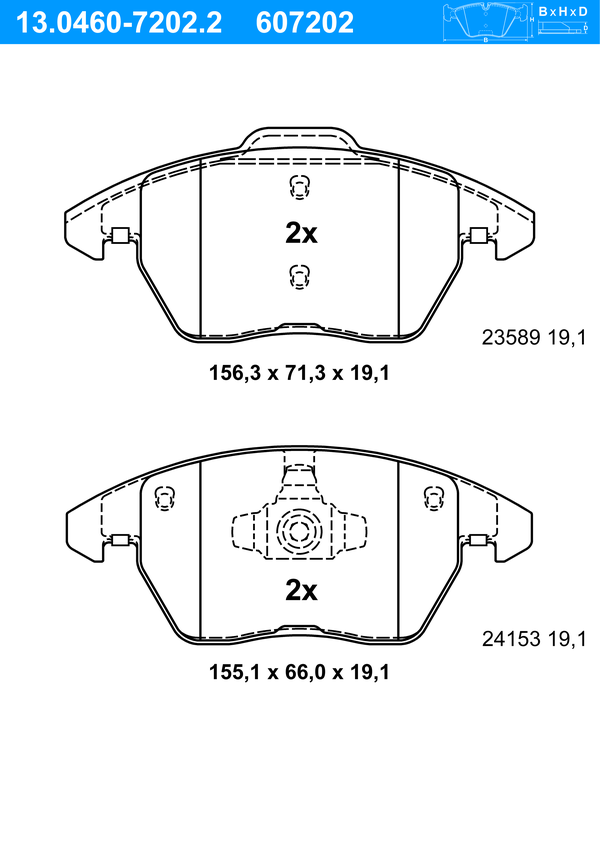 Jeu de 4 plaquettes de frein | ATE