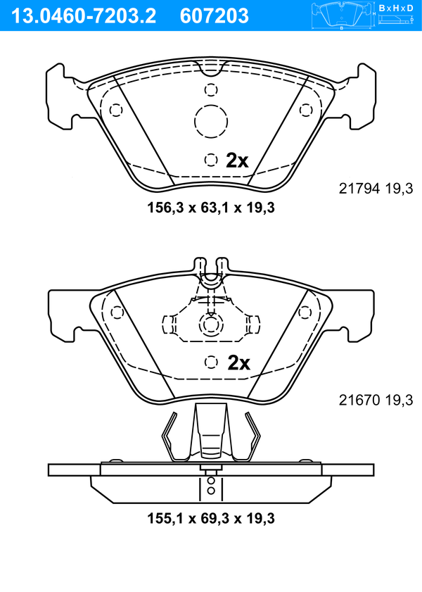 Jeu de 4 plaquettes de frein | ATE