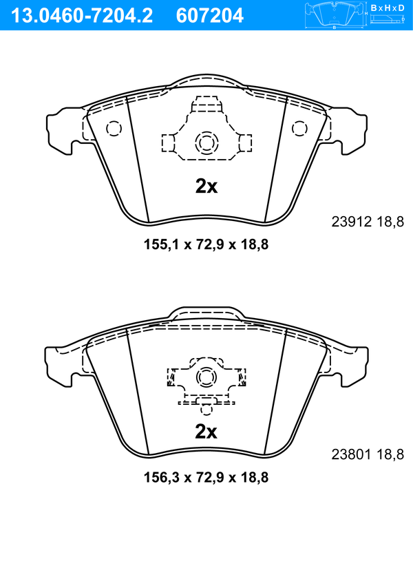 Jeu de 4 plaquettes de frein | ATE