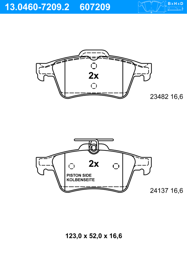 Jeu de 4 plaquettes de frein | ATE