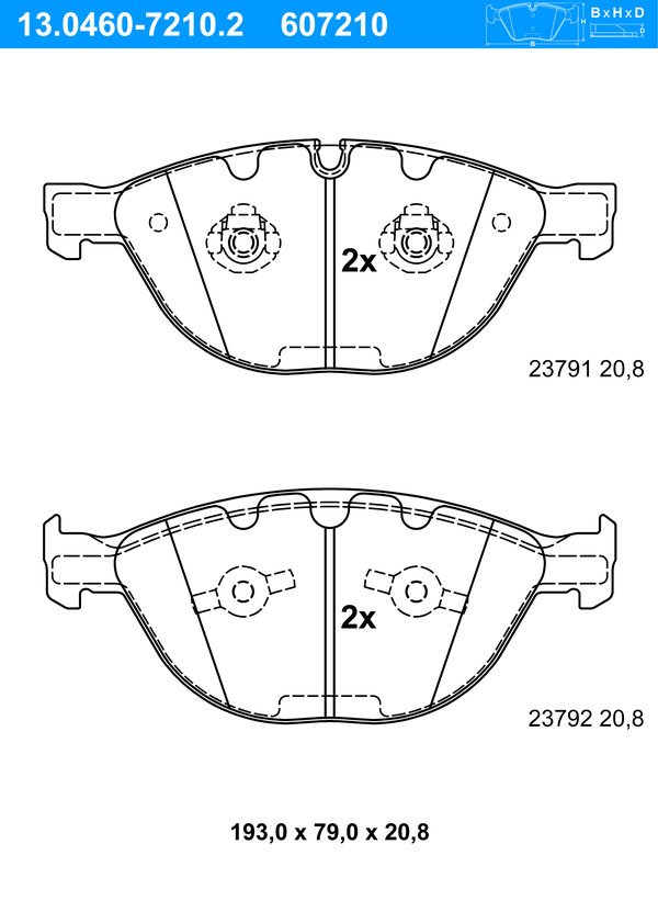 Jeu de 4 plaquettes de frein | ATE