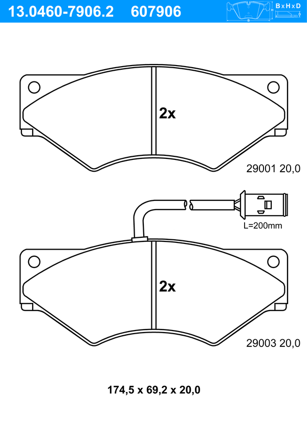 Jeu de 4 plaquettes de frein | ATE