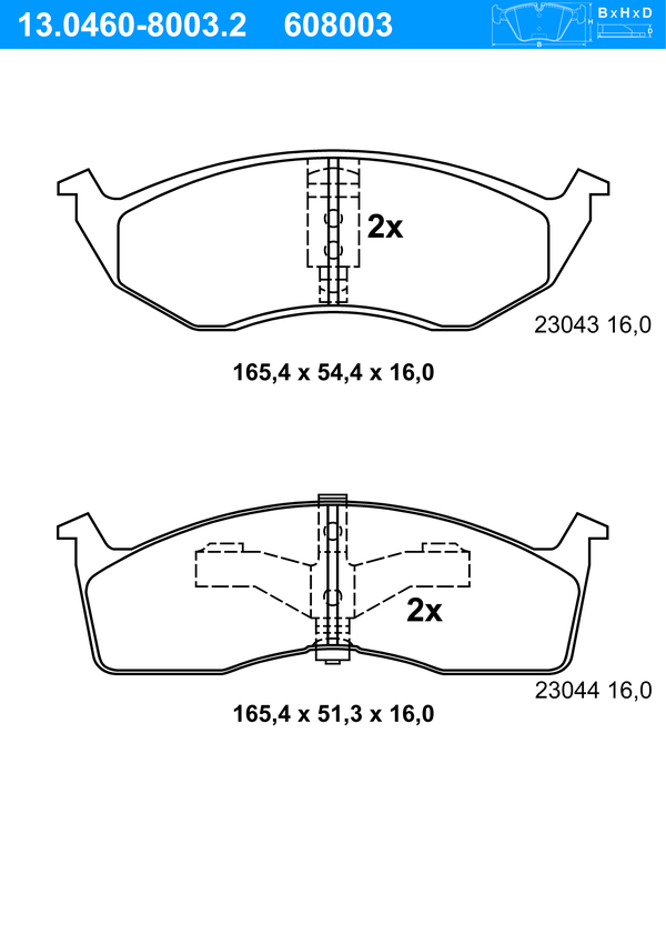 Jeu de 4 plaquettes de frein | ATE