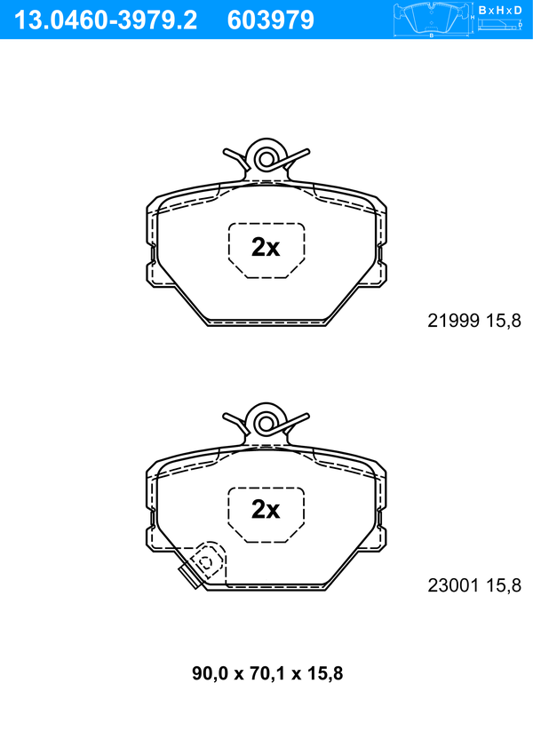 Jeu de 4 plaquettes de frein | ATE