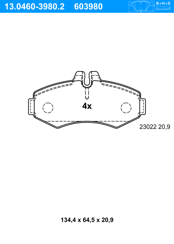Jeu de 4 plaquettes de frein | ATE