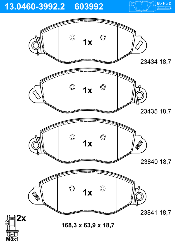 Jeu de 4 plaquettes de frein | ATE